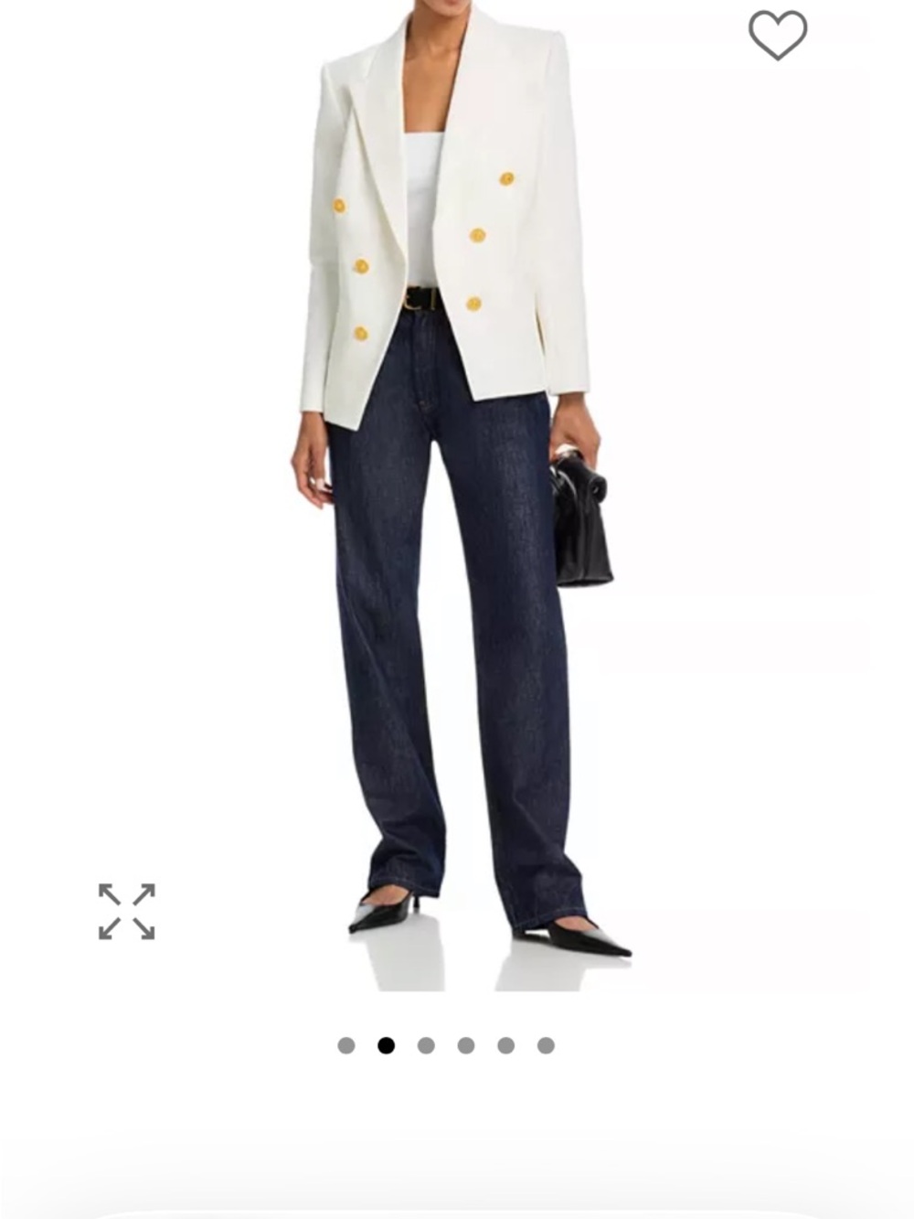 L'AGENCE White Double-Breasted Blazer with Gold Buttons - Picture 5 of 5